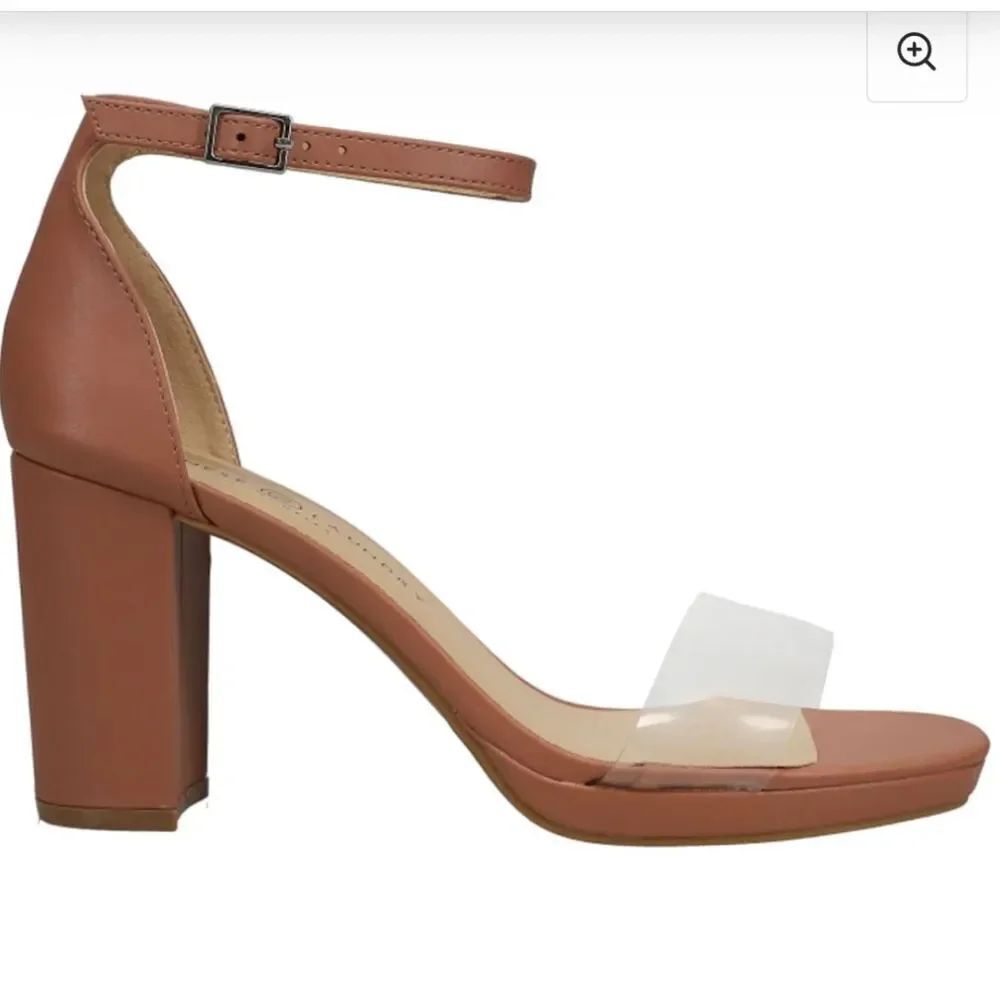 BRAND NEW CHINESE LAUNDRY WOMEN'S TERI CLEAR ANKLE STRAP BLOCK HEEL SANDALS
